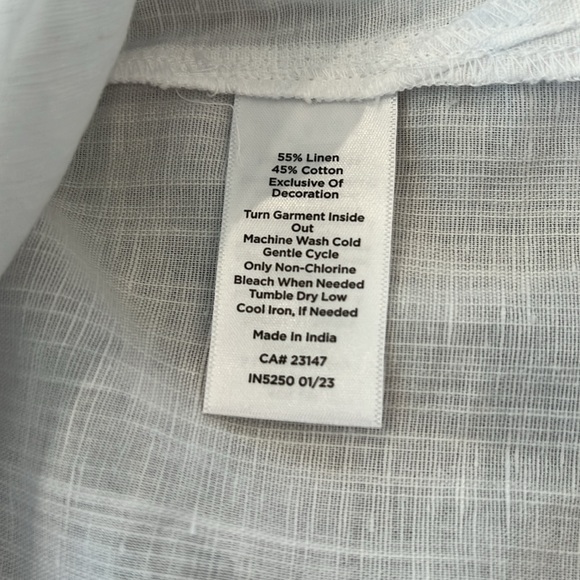 🎉Host Pick 2x🎉Talbots White Crochet Trim Neckline Linen Top-Size 2X Plus Petite - Picture 12 of 12